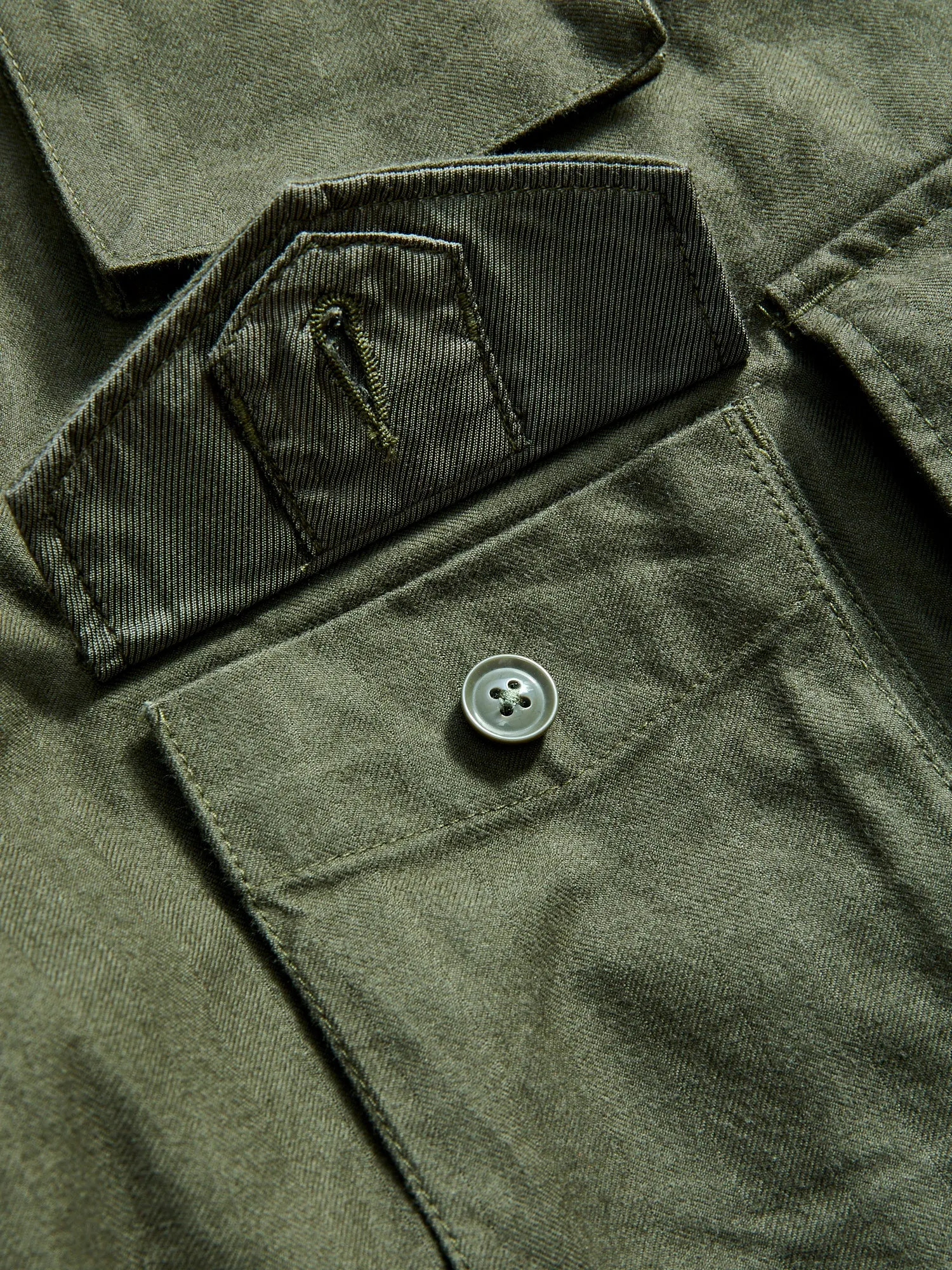 Brushed Herringbone FA Flight Cargo Pants in Olive