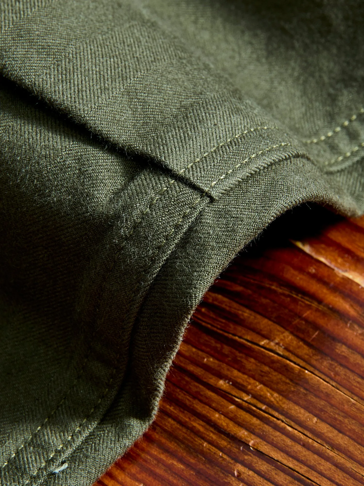 Brushed Herringbone FA Flight Cargo Pants in Olive