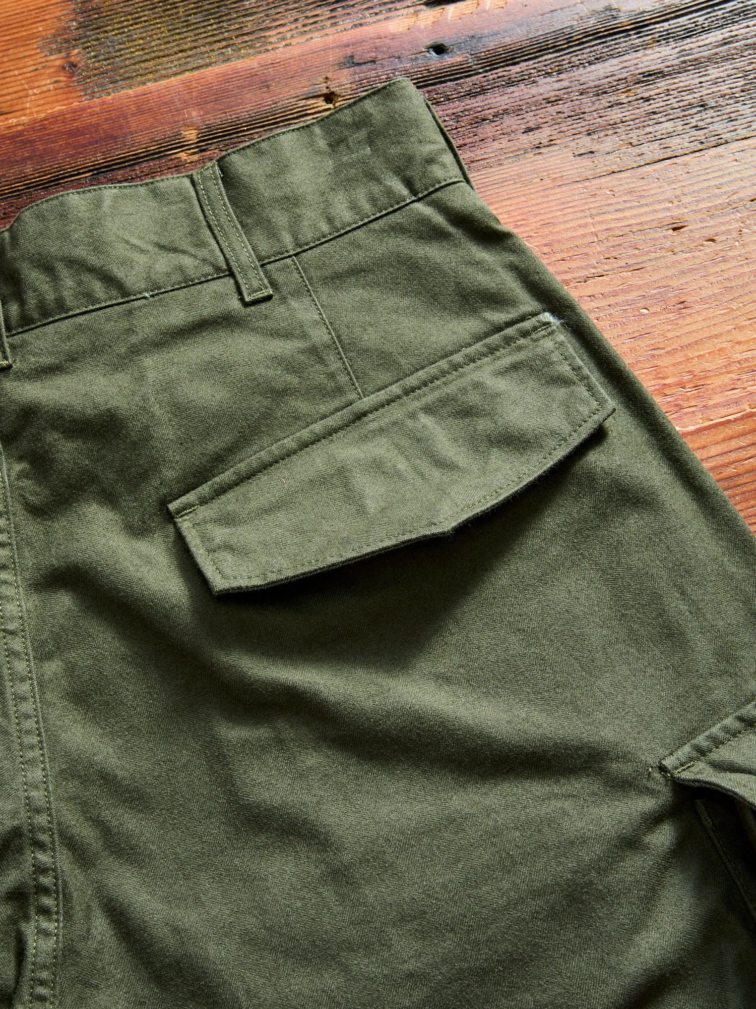 Brushed Herringbone FA Flight Cargo Pants in Olive