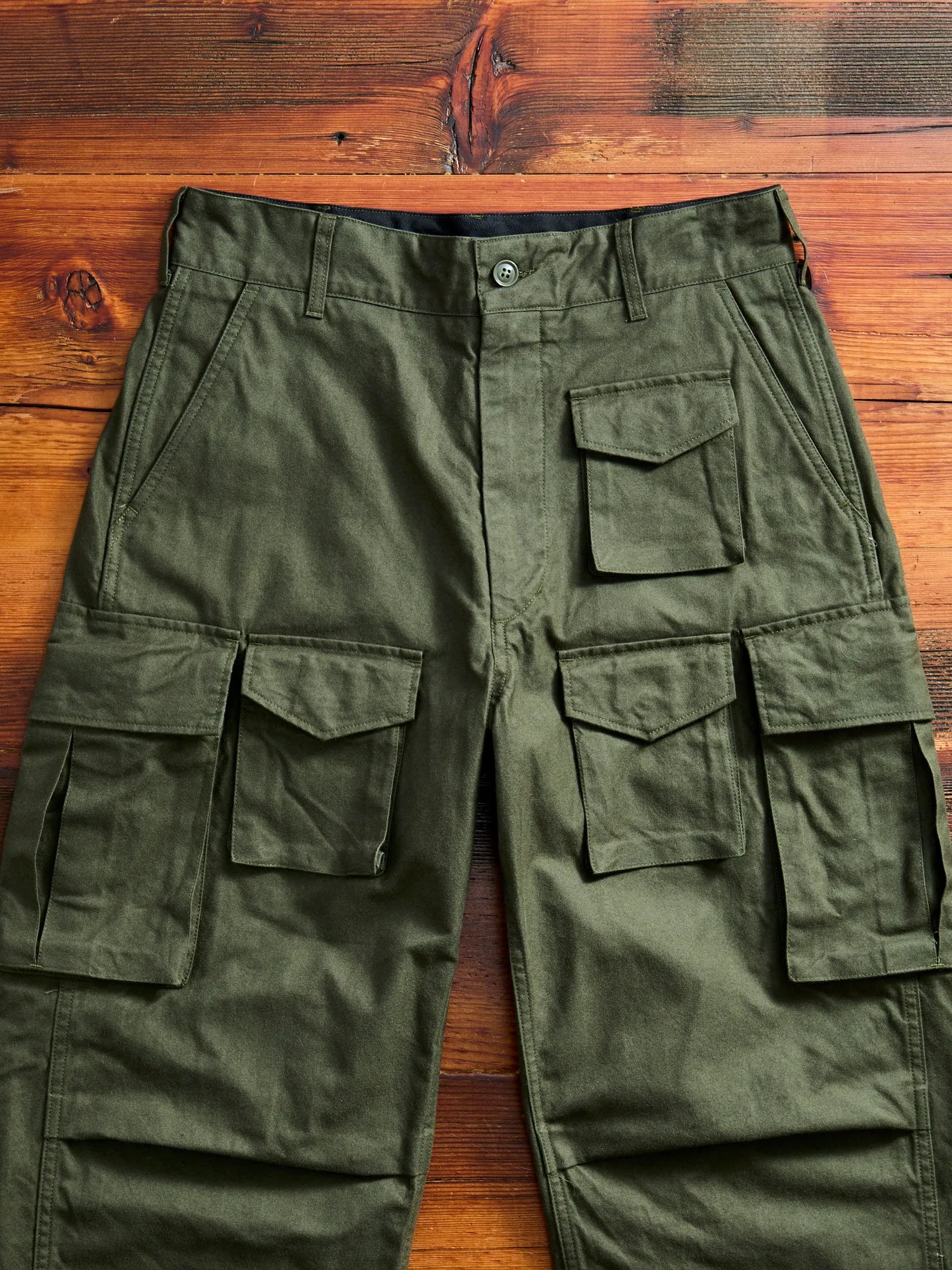 Brushed Herringbone FA Flight Cargo Pants in Olive