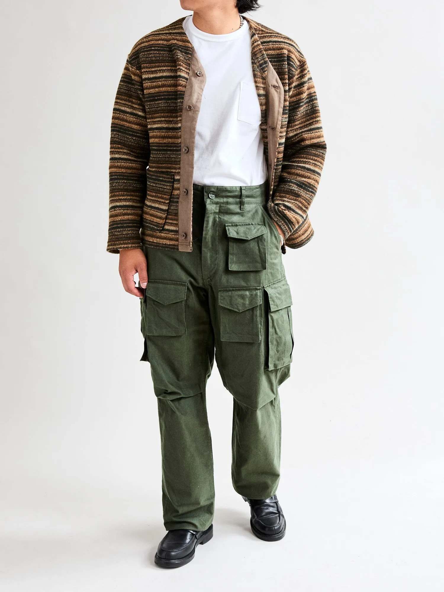 Brushed Herringbone FA Flight Cargo Pants in Olive