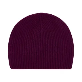 Cashmere Rib Beanie in Beetroot
