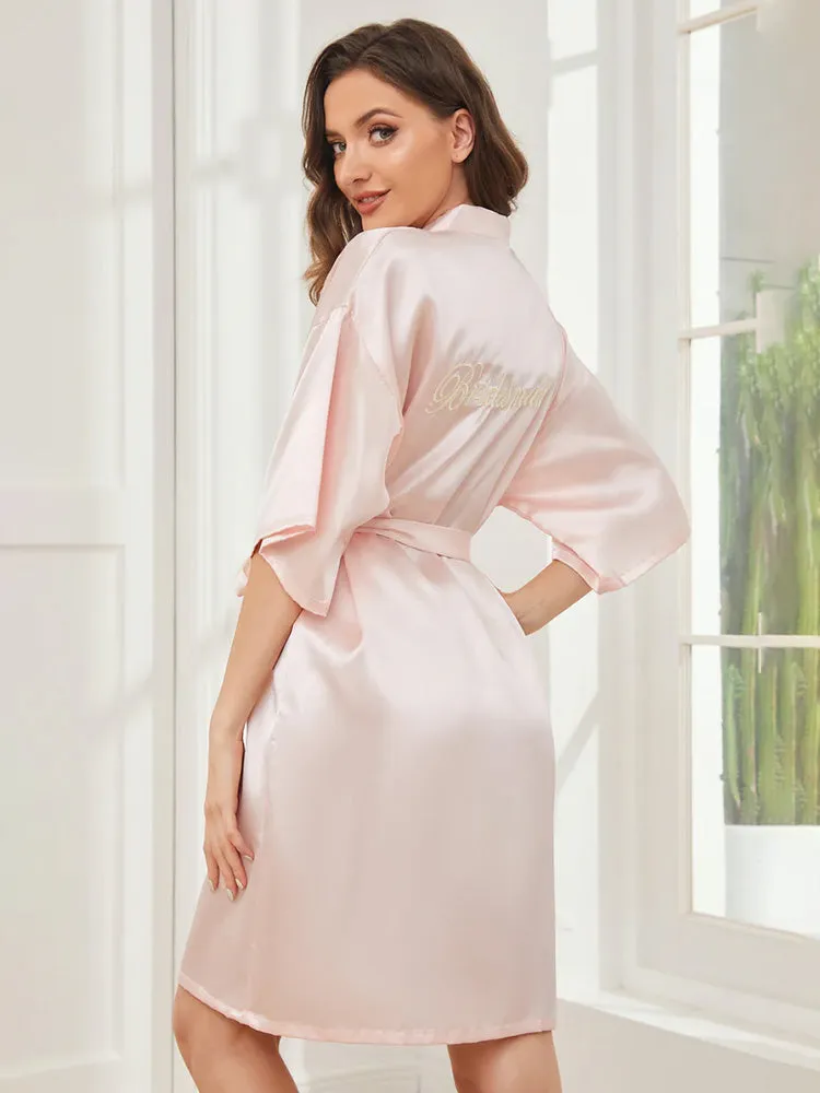 Cicinia Blushing_Pink Ready Satin Robe For Bridesmaid