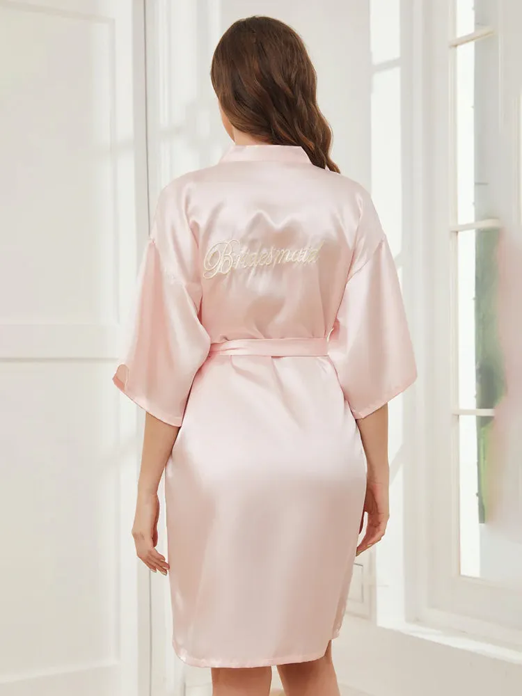 Cicinia Blushing_Pink Ready Satin Robe For Bridesmaid