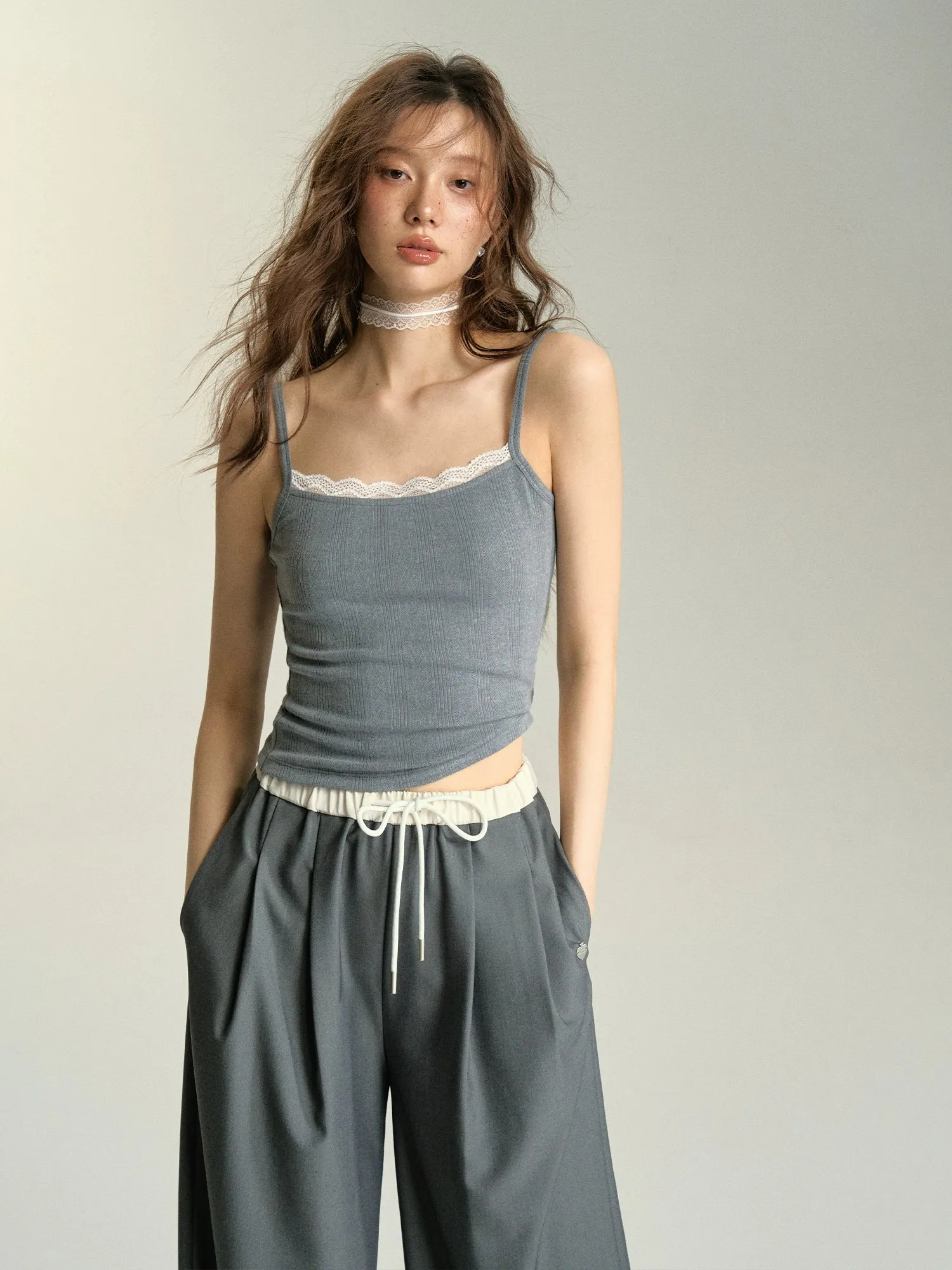 (Final Sale) Lace Trim Cropped Cardigan & Tank Top Set