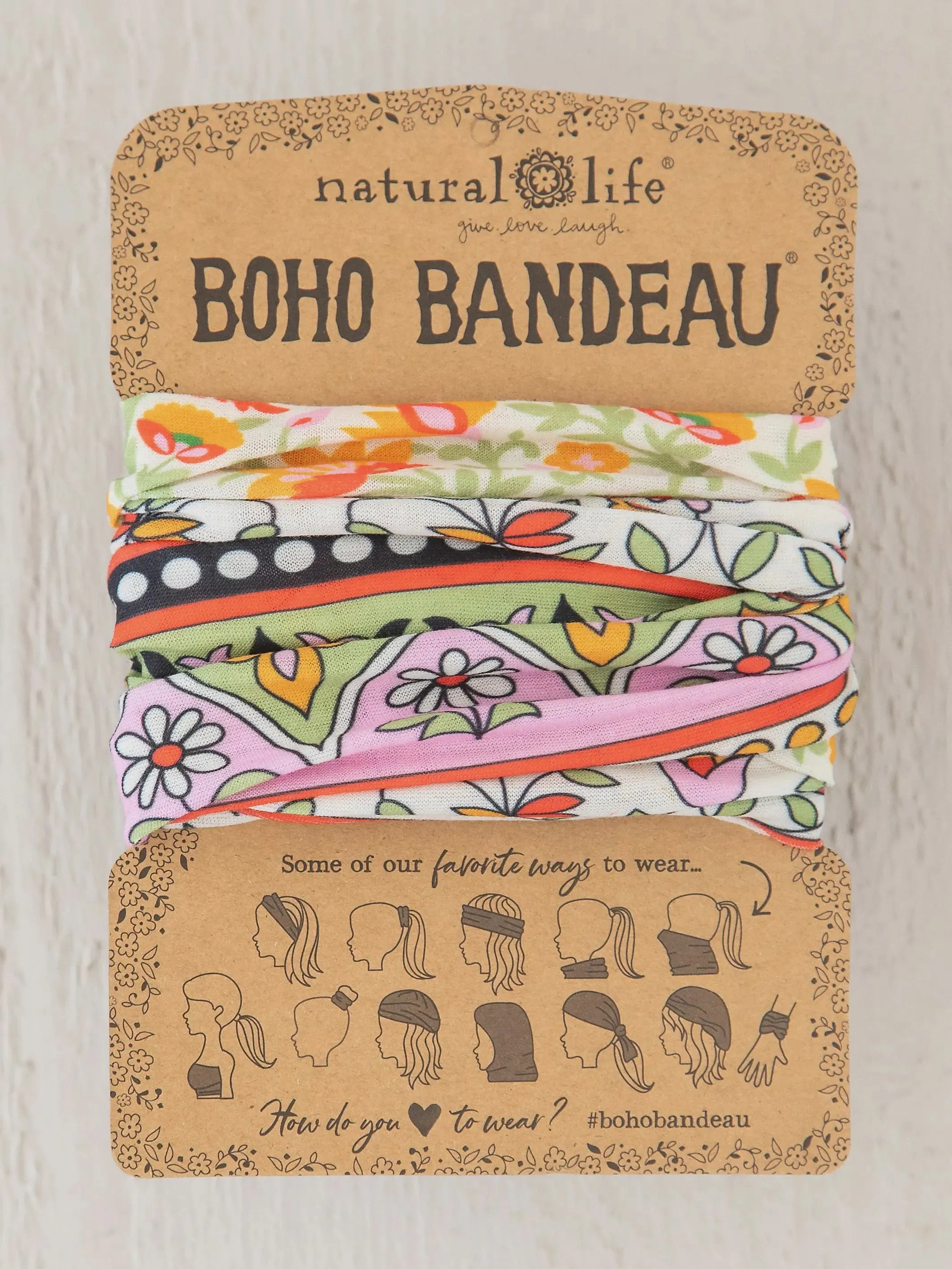 FULL BOHO BANDEAU® HEADBAND - LILAC ORANGE BORDER