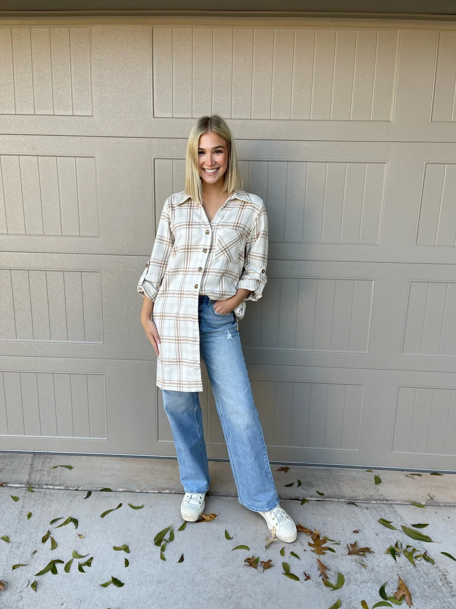 Plaid Button Up Shacket Dress