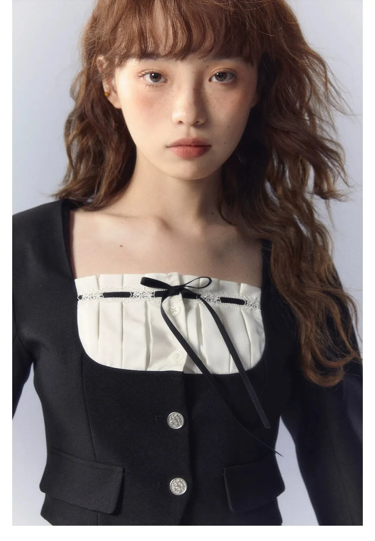 White Square-neck Cardigan & Skirt Set