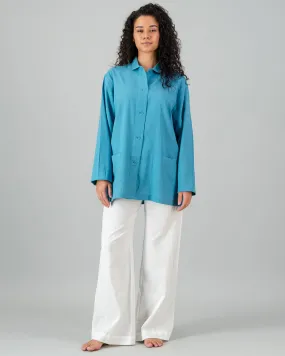 Womens Linen Shacket - Teal